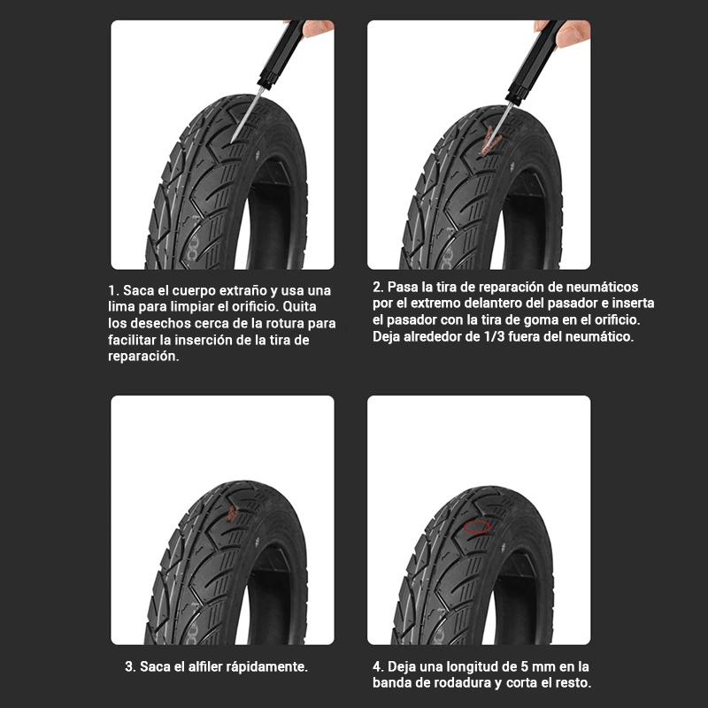Tiras de caucho repara-pinchazos para neumáticos sin cámara
